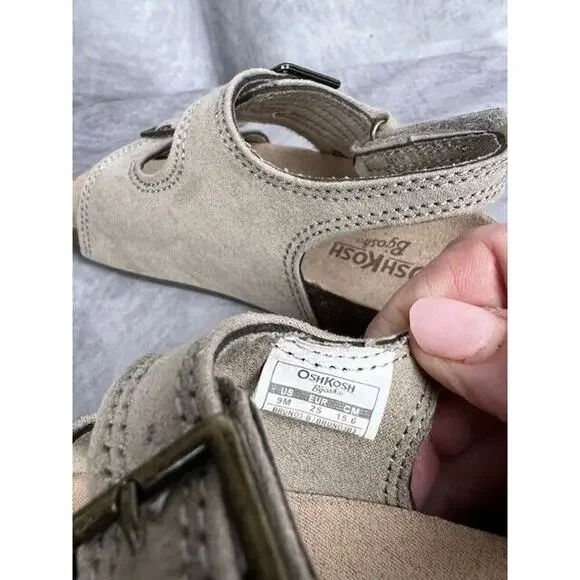 OshKosh B'Gosh Kids' 'BRUNO3' Tan Ankle Strap Open Toe Sandals Shoes Size 9 New - Picture 4 of 7